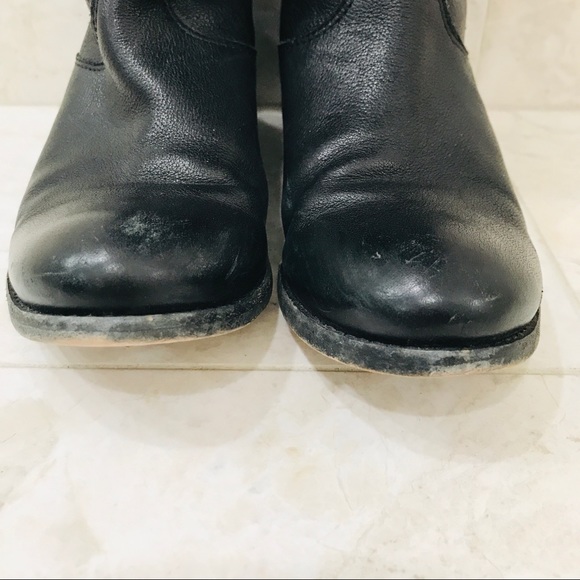 FRYE {6B} Boots Black Leather Knee-High Rear Zip - Picture 9 of 12